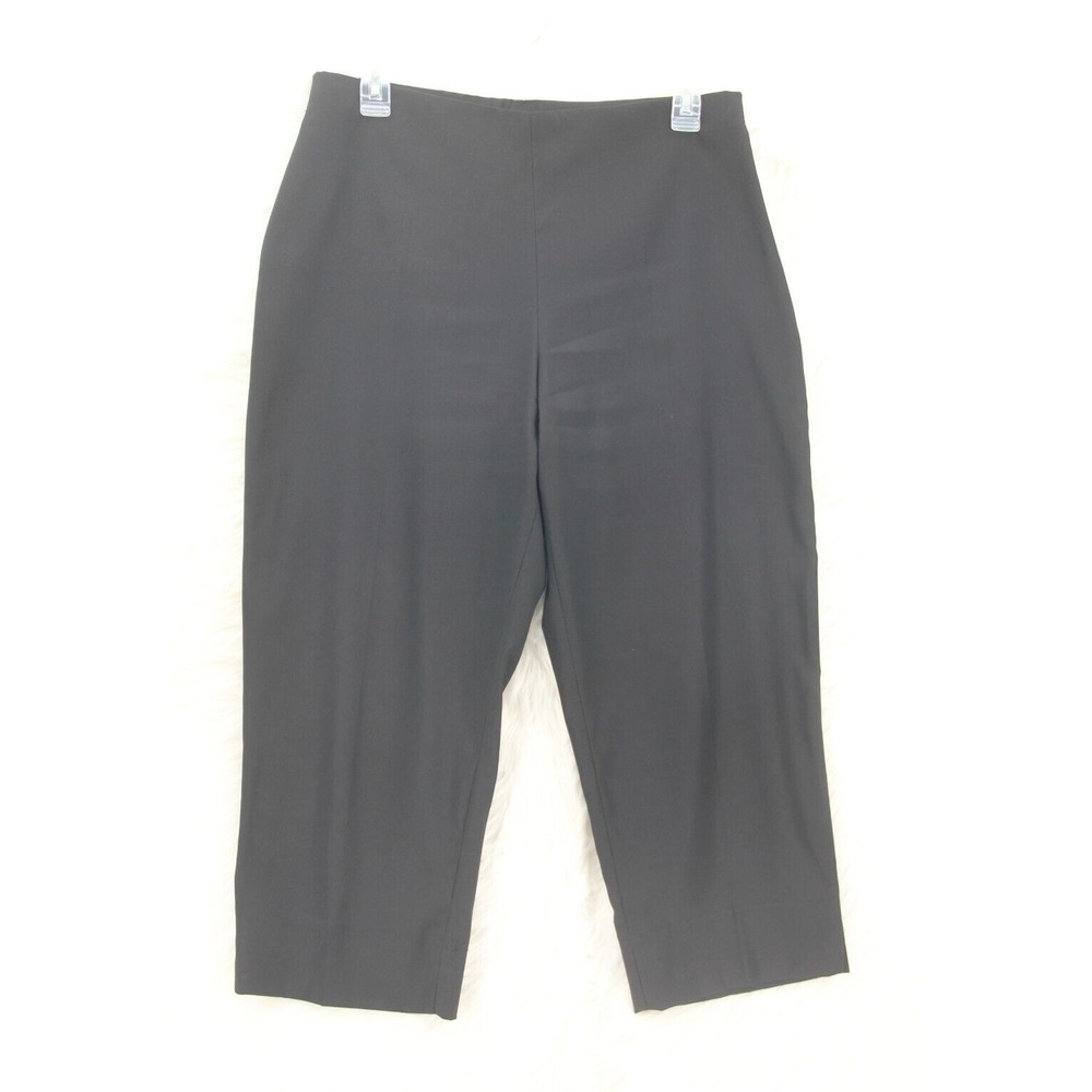 Lauren Vidal Paris Pants Women's Sz XL Black Cropped Capri Classic Designer #89